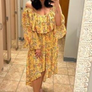 Eloquii yellow floral midi Dress plus Size 18 18109